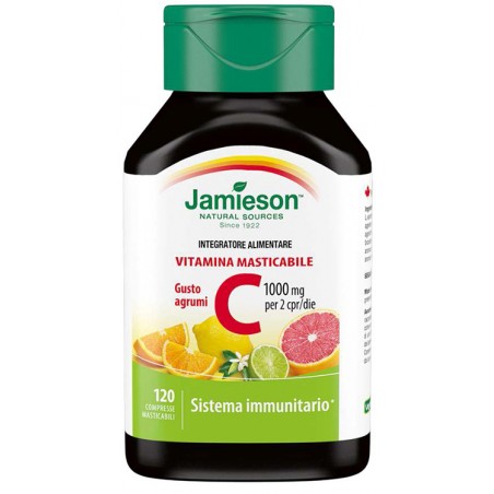 Jamieson Vitamina C 1000 Masticabile Gusto Agrumi 120 Compresse Immunostimolante e Antiossidante