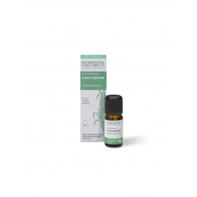 Nasoterapia Olio Essenziale Lemongrass Biologico 100% Puro Naturale 10 ml Repellente Insetti