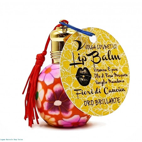 Volga Lip Balm Fiori Di Cancun Oro Brillante 15 ml con Vitamina E, Rosa Mosqueta e Vaniglia Macadamia