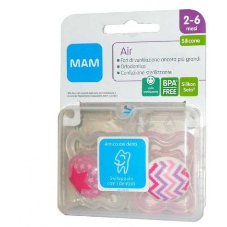 Mam Baby Mam Air Succhietto 2-6 Mesi Silicone Confezione Doppia