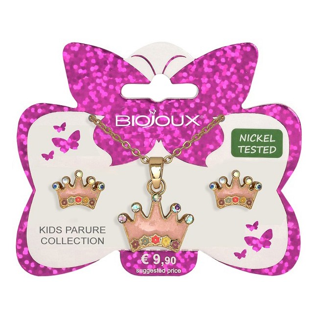 Bjs004 Kids Parure Orecchini e Collanina per Bambine Crown