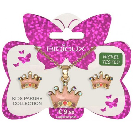 Bjs004 Kids Parure Orecchini e Collanina per Bambine Crown