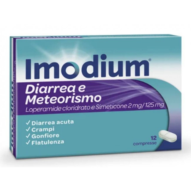 Imodium Diarrea e Meteorismo 12 Compresse - Farmaco antidiarroico