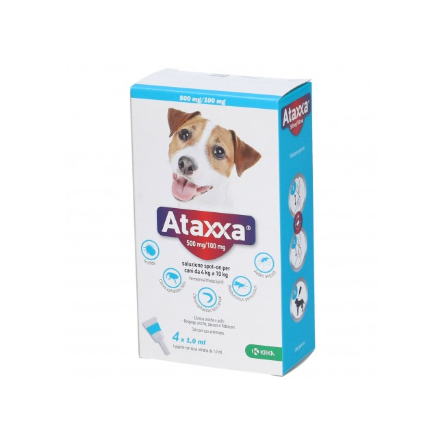 Krka Ataxxa 500 Mg/100 Mg Soluzione Spot-on Per Cani Da 4 Kg A 10 Kg