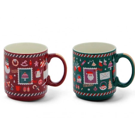 Neavita Set Herbal Mug Due Tazze di Natale Rossa e Verde da 340 ml Confezione Regalo