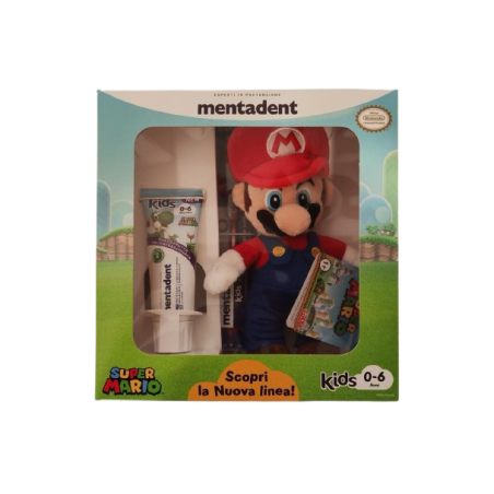 Mentadent Kit Super Mario Bros Kids 0-6 Anni con Spazzolino + Dentifricio + Pupazzo