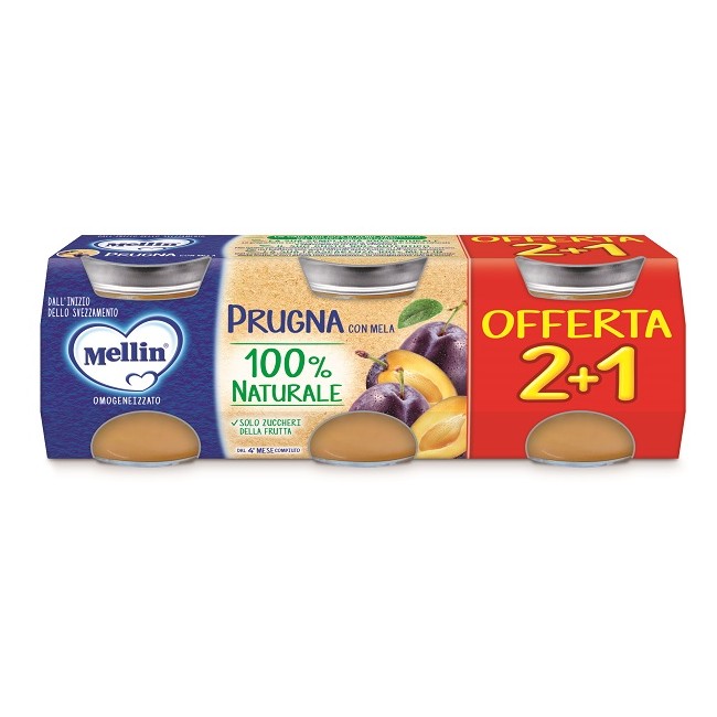 Danone Mellin Omogeneizzato Prugna 3 Pezzi Da 100 G