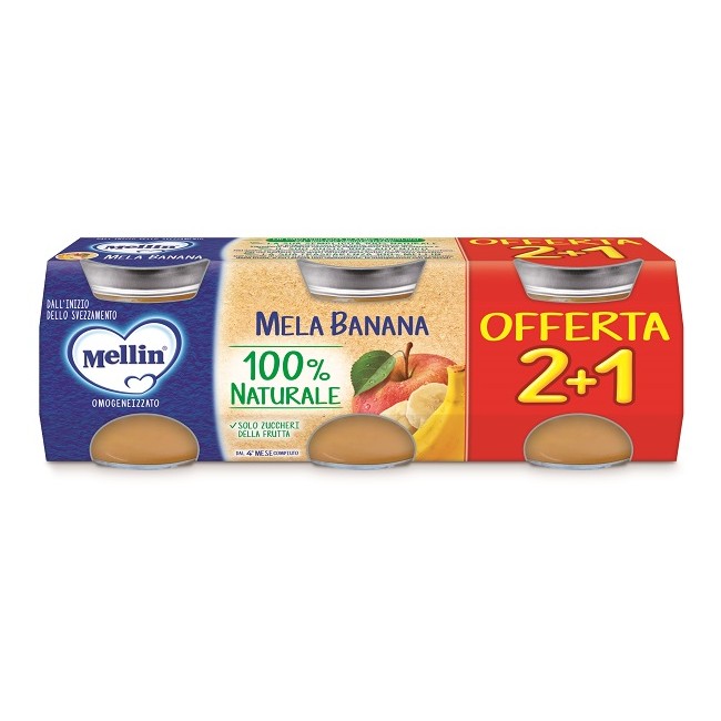 Danone Mellin Omogeneizzato Mela Banana 3 Pezzi Da 100 G