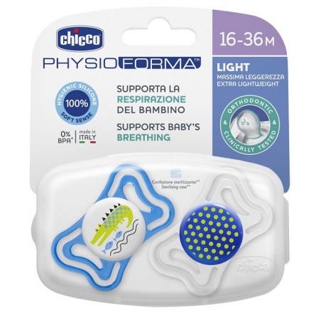 Chicco Succhietto Light Boy Silicone 16-36 Mesi 2 Pezzi