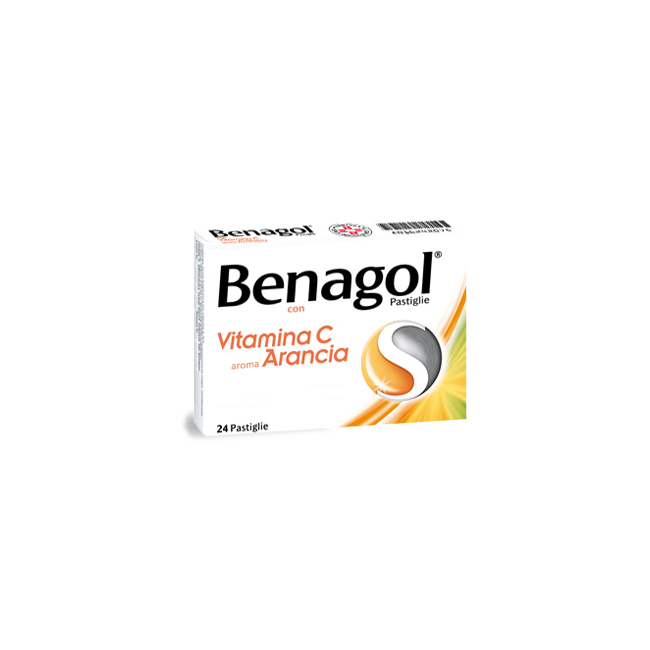 Reckitt Benckiser Benagol 1,2 Mg + 0,6 Mg + 74,9 Mg + 33,5 Mg Pastiglie Con Vitamina C Gusto Arancia 2,4-diclorobenzil Alcool + 