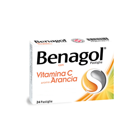 Reckitt Benckiser Benagol 1,2 Mg + 0,6 Mg + 74,9 Mg + 33,5 Mg Pastiglie Con Vitamina C Gusto Arancia 2,4-diclorobenzil Alcool + 