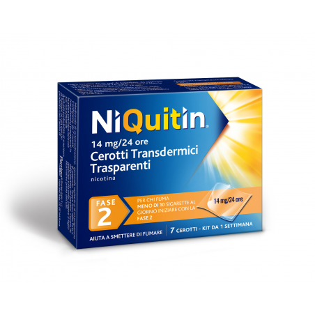 Perrigo Niquitin 7 Mg, 14 Mg, 21 Mg/24 Ore Cerotti Transdermici Trasparenti Nicotina