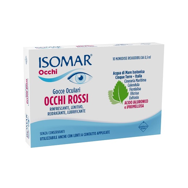 Coswell Isomar Occhi Rossi Gocce Oculari Acido Ialuronico 0,20% 10 Flaconcini