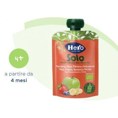 Fater Hero Solo Frutta Frullata 100% Bio Mela Banana Fragola 100 G