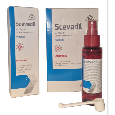 Scevadil 5% Minoxidil Trattamento anticaduta per la Perdita dei Capelli Androigenetica 1 Flaconie da 60 ml