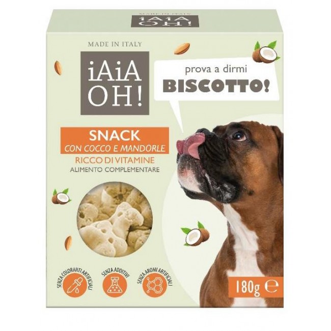 Iaiaoh Biscotto Snack al Cocco e Mandorle per Cane 180 g