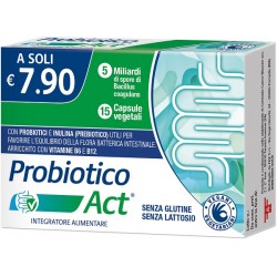 Probiotico Act Integratore Alimentare con 5 Miliardi di Bacillus Coagulans 15 Capsule Vegetali