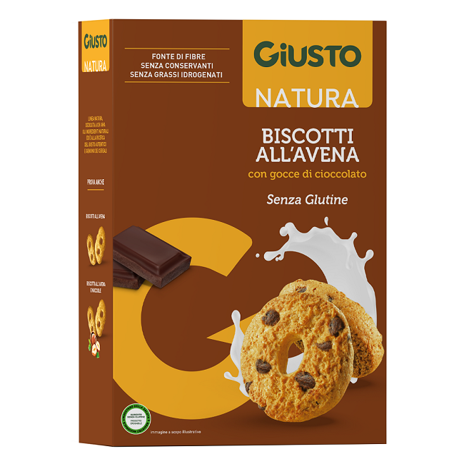 Farmafood Giusto Senza Glutine Biscotti Avena Gocce Cioccolato 250 G