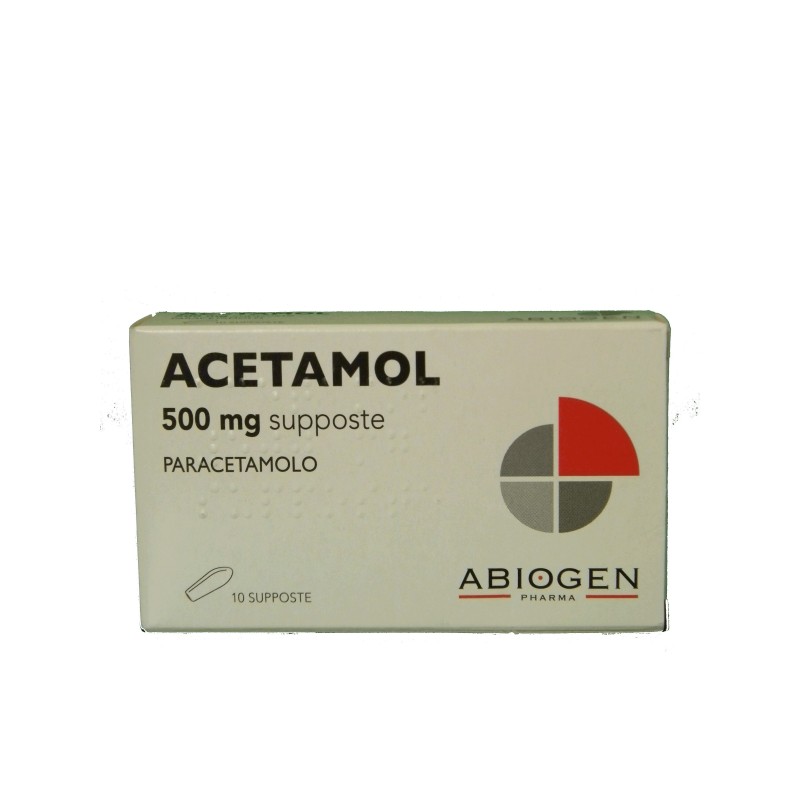 Acetamol 500 mg Paracetamolo Farmaco per Febbre e Dolori 10 Supposte