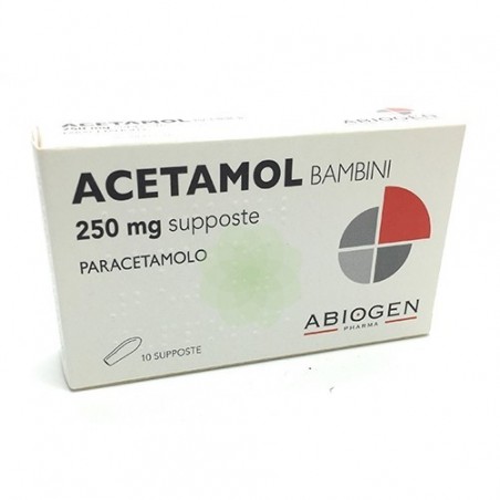 Acetamol 250 mg Paracetamolo per Febbre e Dolori Bambini 10 Supposte