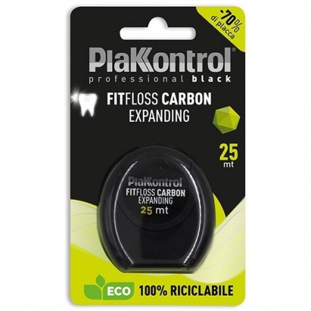 Ideco Plakkontrol Professional Black Fitfloss Carbon Expanding Filo Interdentale 25 Metri Fresh Mint