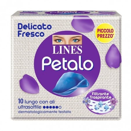 Fater Lines Petalo Blu Assorbente Lungo Con Ali 10 Pezzi