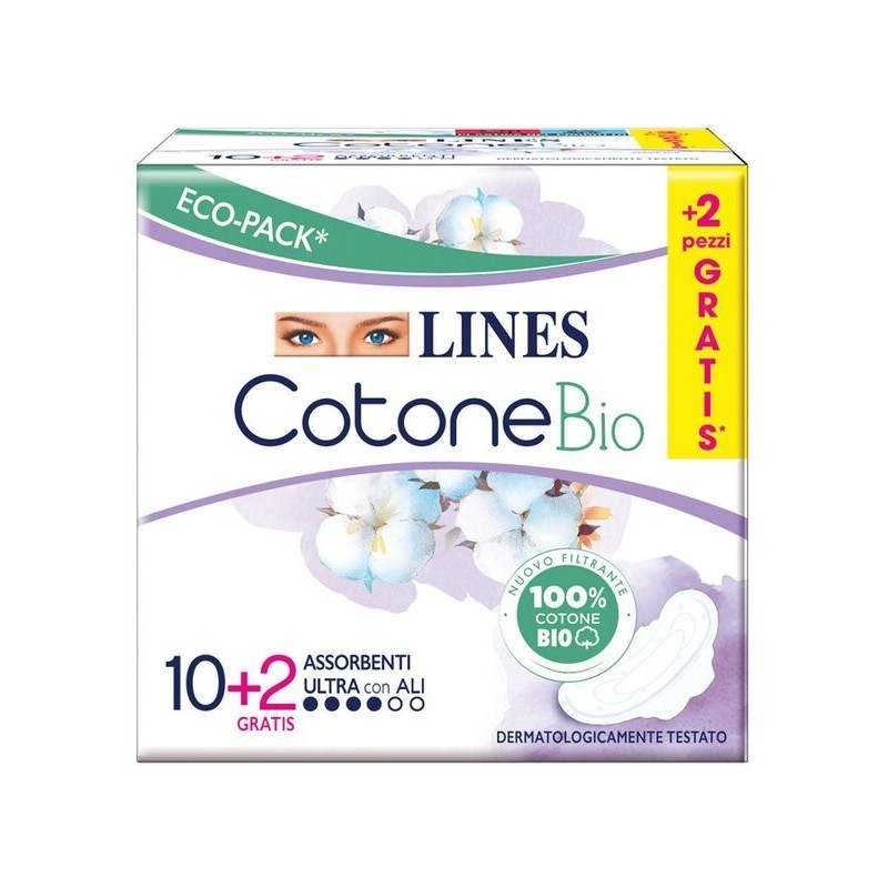 Fater Lines Cotone Bio Ultra Ali 10+2 Pezzi