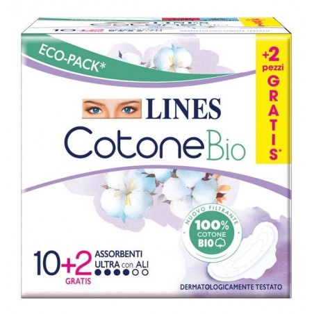 Fater Lines Cotone Bio Ultra Ali 10+2 Pezzi