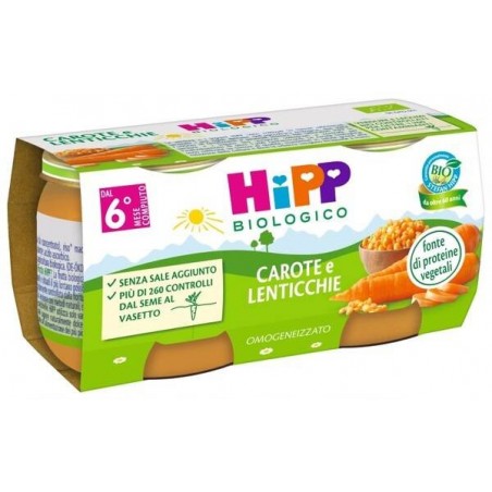 Hipp Italia Hipp Bio Omogeneizzato Carote/lenticchie 2x80 G