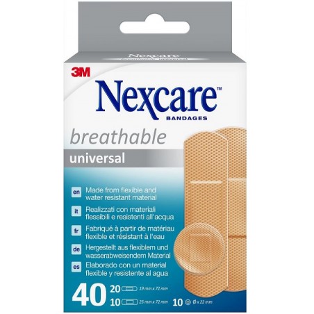 3m Italia Cerotto Preparato 3m Nexcare Universal Assortiti 20 Cerotti 19x72mm + 10 Cerotti 25x72mm + 10 Cerotti Tondi 22,5mm