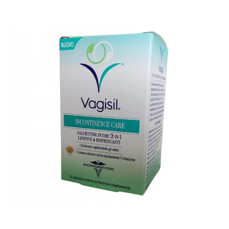 Combe Italia Vagisil Incontinence Care Salviettine Intime 2in1 Lenitive & Rinfrescanti 12 Pezzi