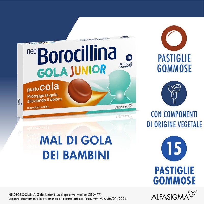 Neoborocillina Gola Junior 15 Pastiglie Gusto Cola