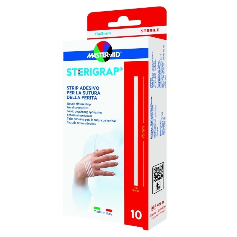 Pietrasanta Pharma Master-aid Sterigrap Strip Adesivo Sutura Ferite 75x3 Mm 10 Pezzi