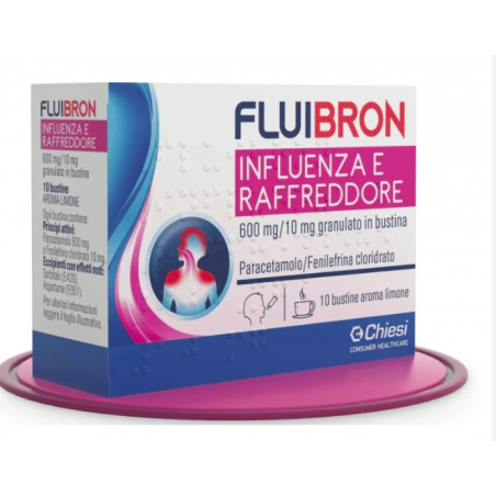 Chiesi Italia Fluibron Influenza E Raffreddore 600 Mg/10 Mg Granulato In Bustina Paracetamolo/fenilefrina Cloridrato