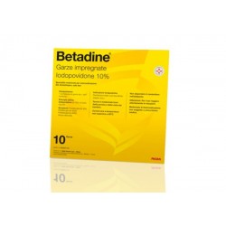 Betadine 10% Iodiopovidone 10 Garze Impregnate Disinfettante per Ferite